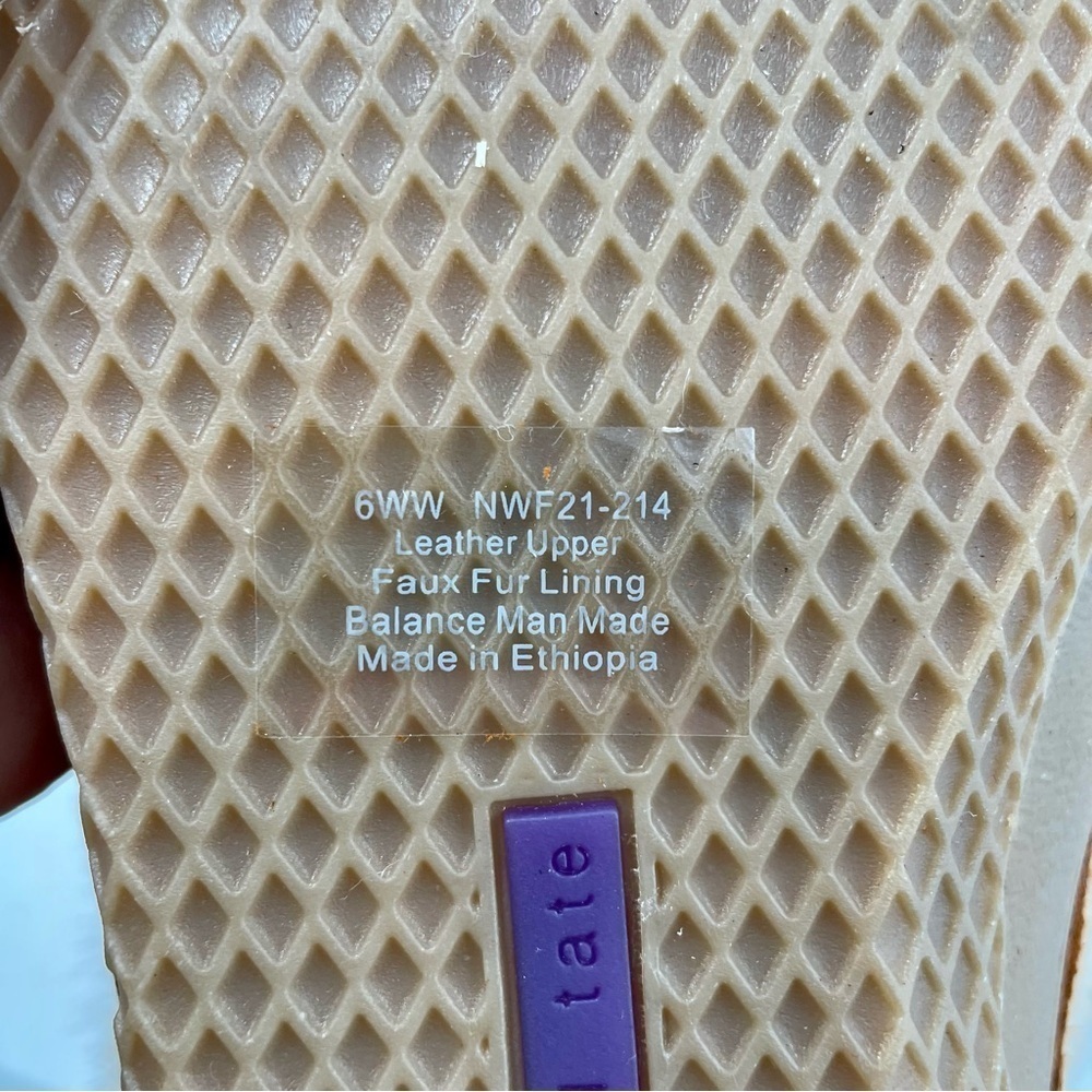 NWOB David Tate Caramel Leather Upper Suede Tan "Fur" Slip On Warm Bootie Shoes - Picture 7 of 7